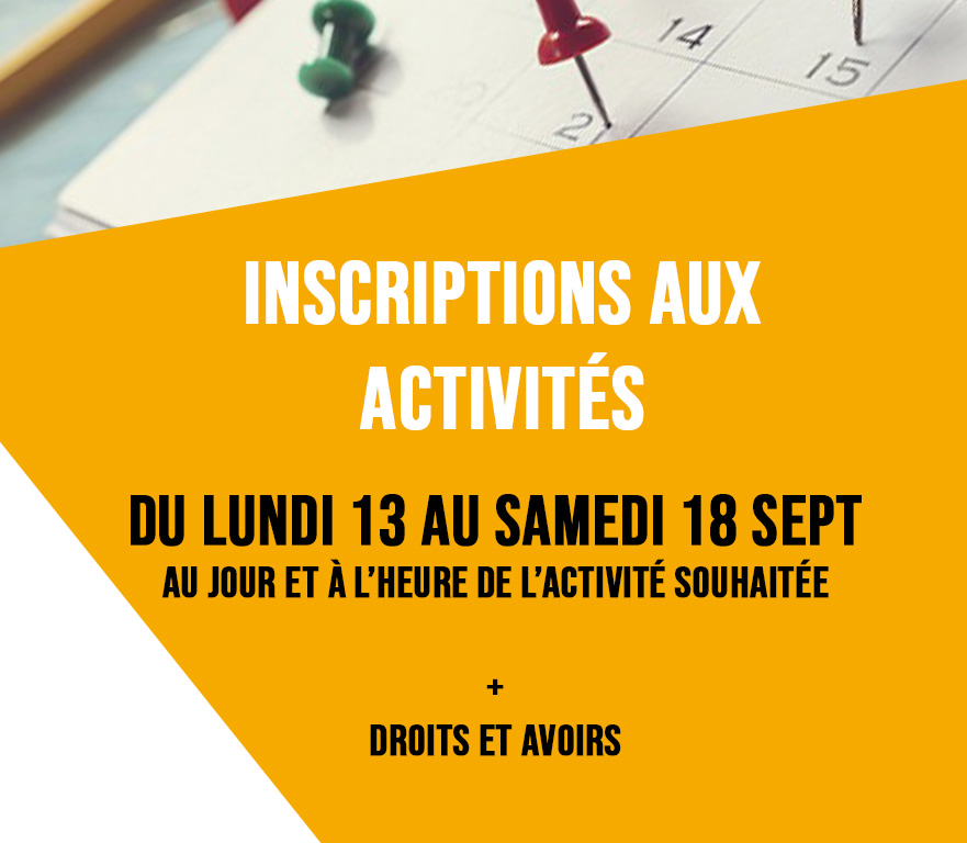 INSCRIPTIONS DU LUNDI 13 AU SAMEDI 18 SEPT. – DROITS ET AVOIRS – REMBOURSEMENT COVID 19